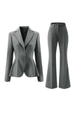 Grey Green Notched Lapel 2 Piece Women Prom Suits