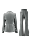 Grey Green Notched Lapel 2 Piece Women Prom Suits