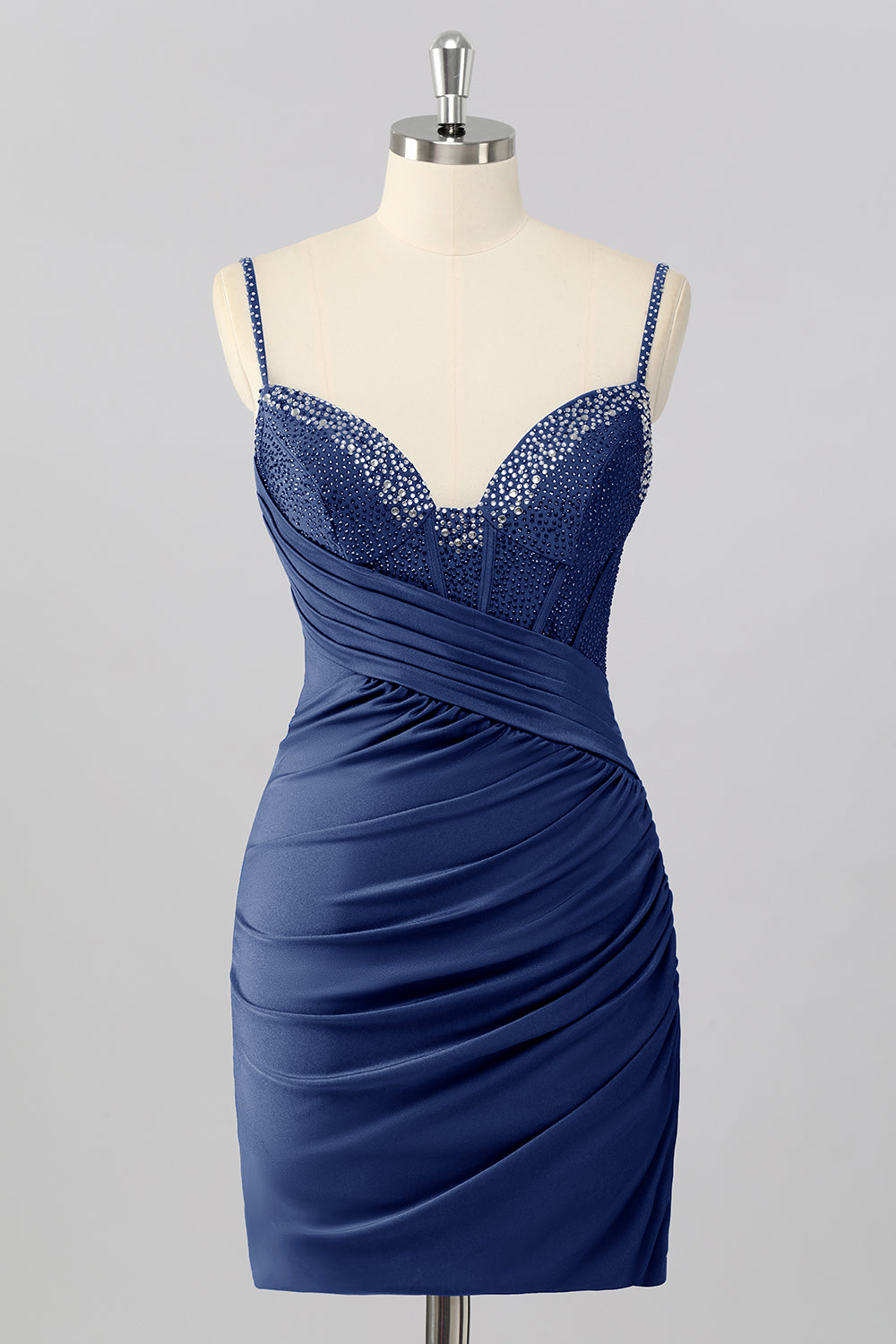 Sparkly Royal Blue Tight Short Corset Homecoming Dress with Beading