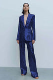 2 Piece Sparkly Gold Sequins Women Prom Suits with Pockets
