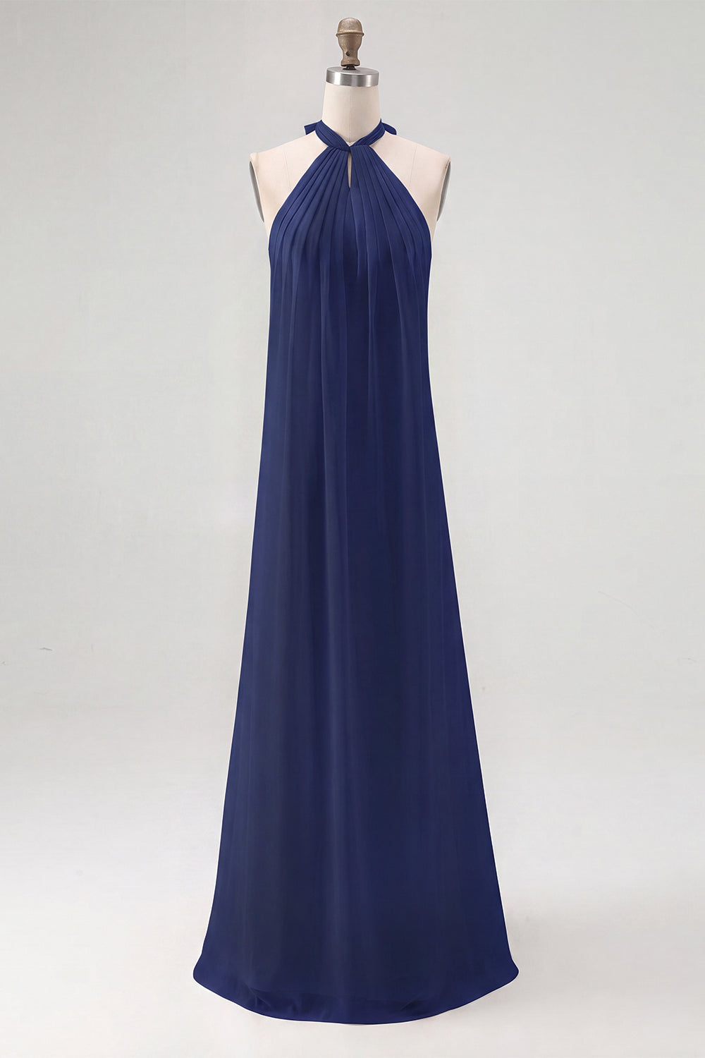 Chiffon White A Line Halter Long Rehearsal Dinner Dress