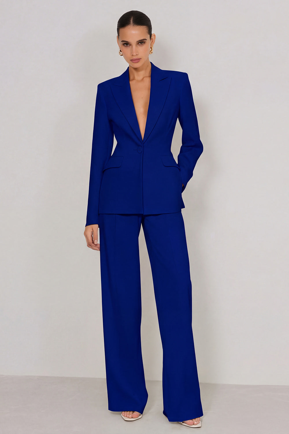 2 Piece Ivory Peak Lapel Long Sleeves Business Suits