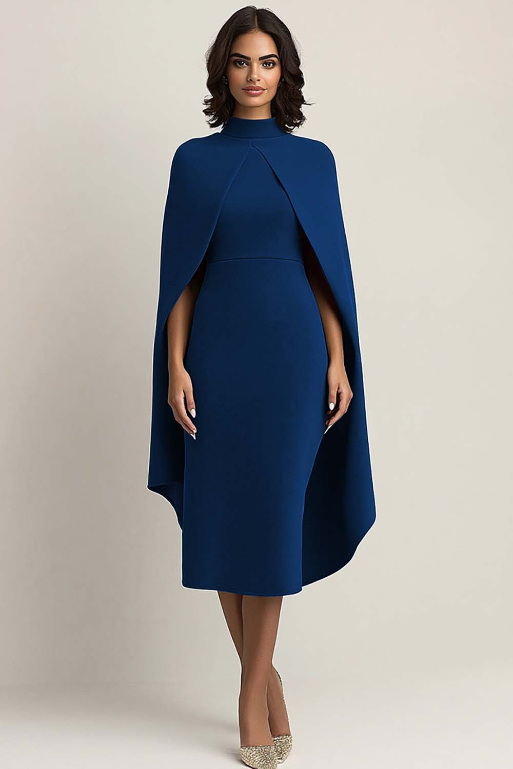 ZAPAKASA Women Burgundy High Neck Knee-Length Formal Dress with Shawl Satin Sheath Work Dress ZAPAKASA Women Burgundy High Neck Knee-Length Formal Dress with Shawl Satin Sheath Work Dress