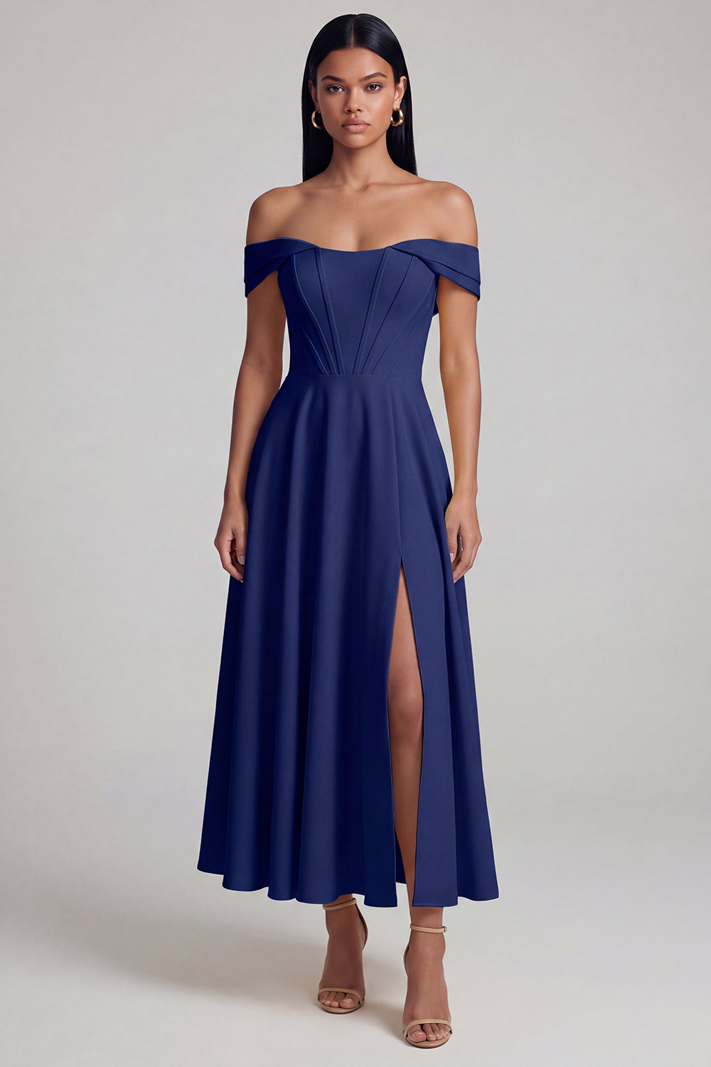 Corset Butter Yellow A Line Maxi Beach Wedding Guest Dress with Slit