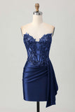 Sparkly Burgudny Corset Tight Short Homecoming Dress with Sequins