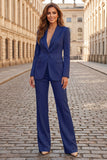 2 Piece Sky Blue Peak Lapel Single Breasted Satin Business Suits