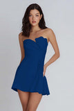 Ivory Strapless Satin Ruched Short A-Line Graduation Dress