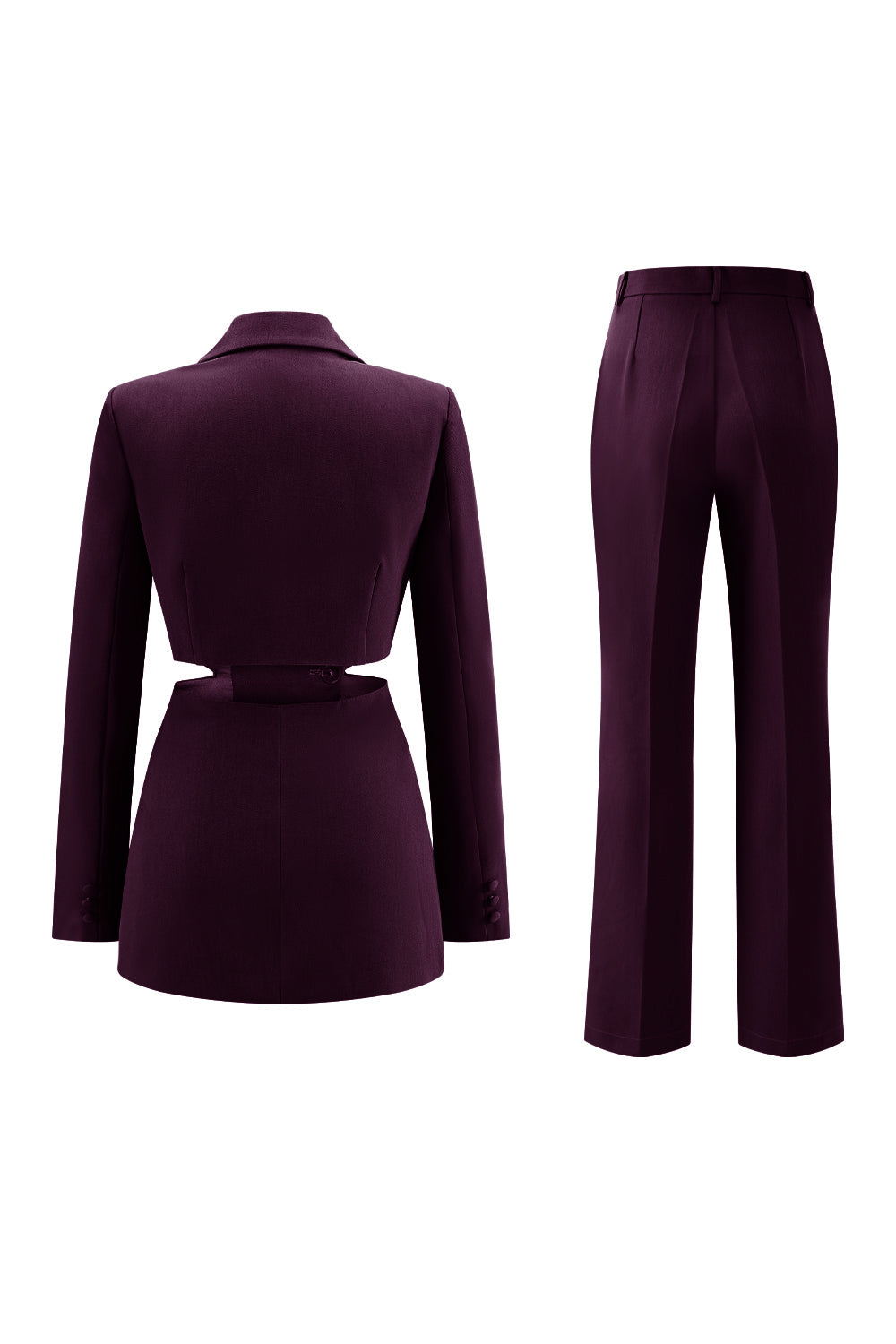 Grey Blue 2 Piece Cut Out Notched Lapel Women Prom Suits