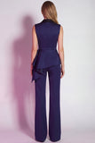 Burgundy 2 Piece Notched Lapel Business Suits with Sash