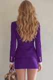 Navy Double Breasted 2 Piece Pencil Short Business Suits
