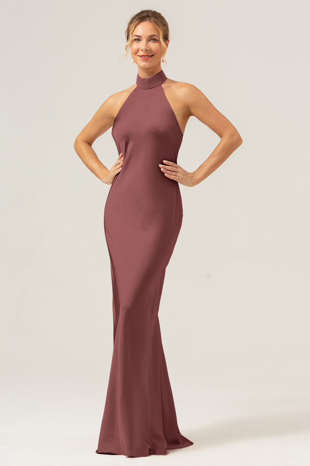 Wedding Dress With Halter Scarf Dress Scarf Tie High-neck Halter Maxi Slip Bridesmaid Dress In Wedding Dress With Halter Scarf Dress Scarf Tie High-neck Halter Maxi Slip Bridesmaid Dress In