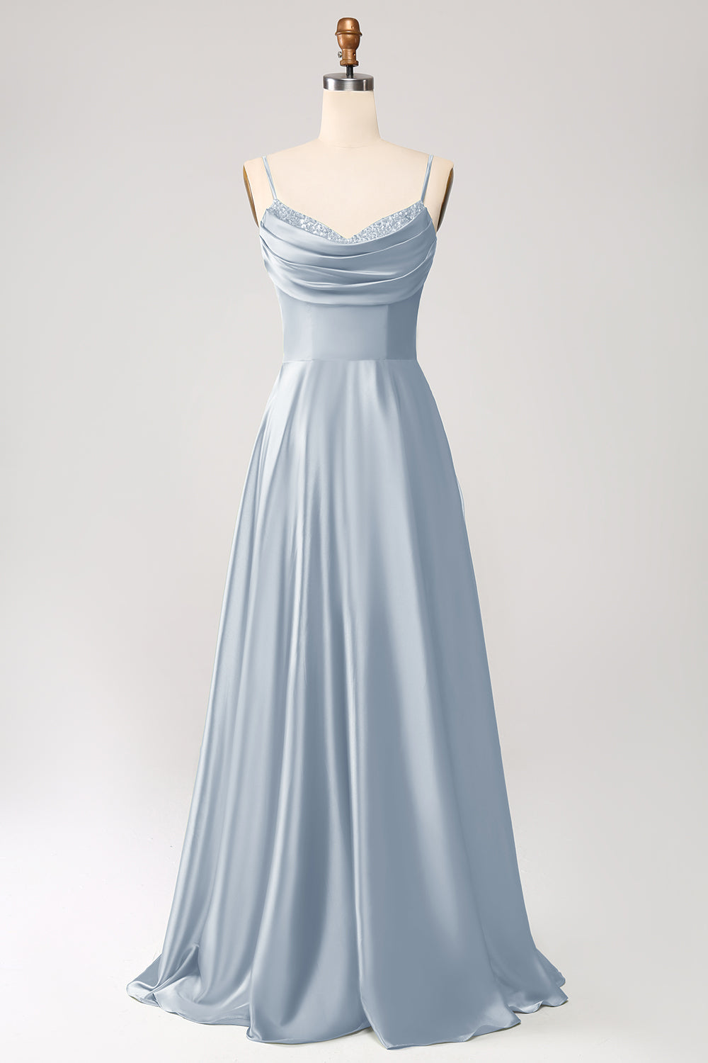 ZAPAKA Women Prom Dress With Pleated Dusty Sage A Line Cowl Neck Satin Long Bridesmaid Dress, Dusty Blue / US14 ZAPAKA Women Prom Dress With Pleated Dusty Sage A Line Cowl Neck Satin Long Bridesmaid Dress, Dusty Blue / US14