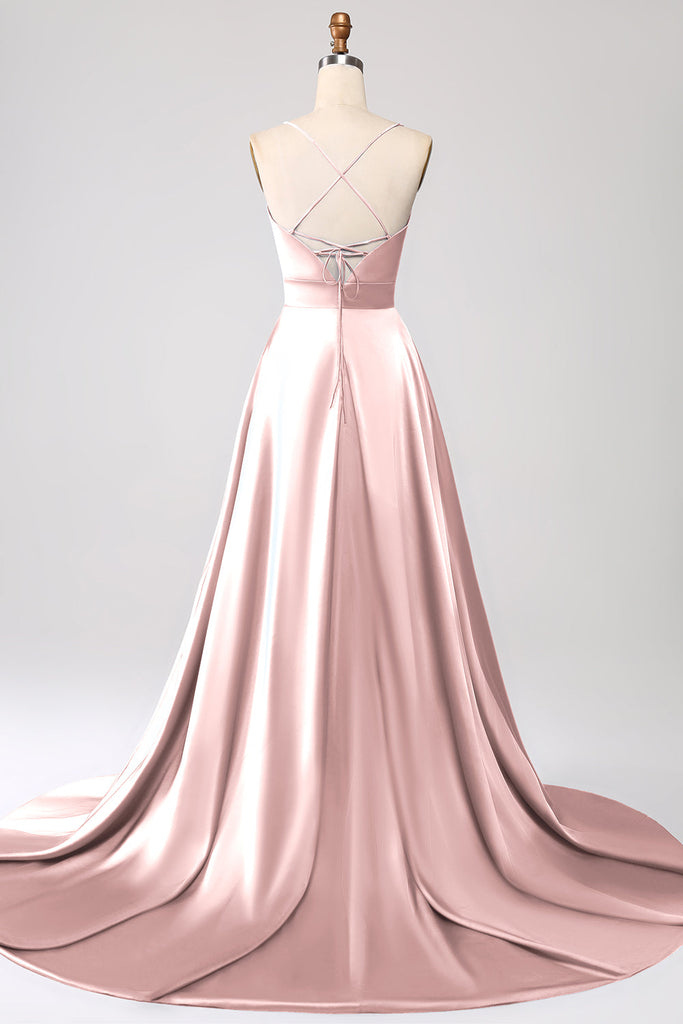 Cute Pink A Line Spaghetti Straps Satin Short Homecoming Dress,Vacation Dress,Summer 18th Birthday Dress GG4699 main image 0