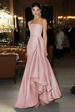 Fuchsia Sheath Satin Square Neck Long Gala Dress