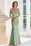 Dusty Rose Off the Shoulder Long Sheath Mother of the Bride Dress with Appliques