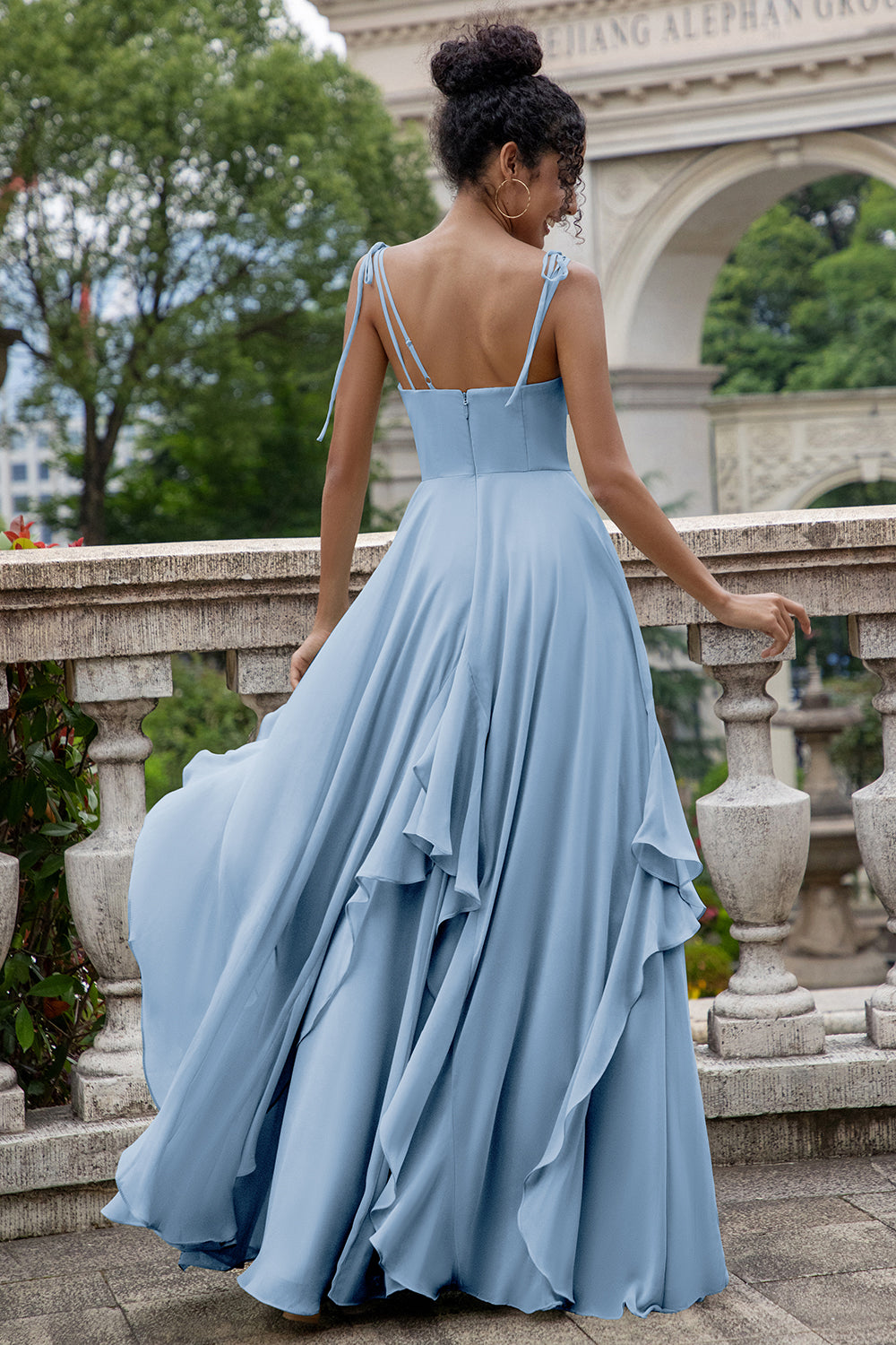 Zapakasa Women Matcha Chiffon Bridesmaid Dress with Ruffles A Line Spaghetti Straps Wedding Party Dress Zapakasa Women Matcha Chiffon Bridesmaid Dress with Ruffles A Line Spaghetti Straps Wedding Party Dress