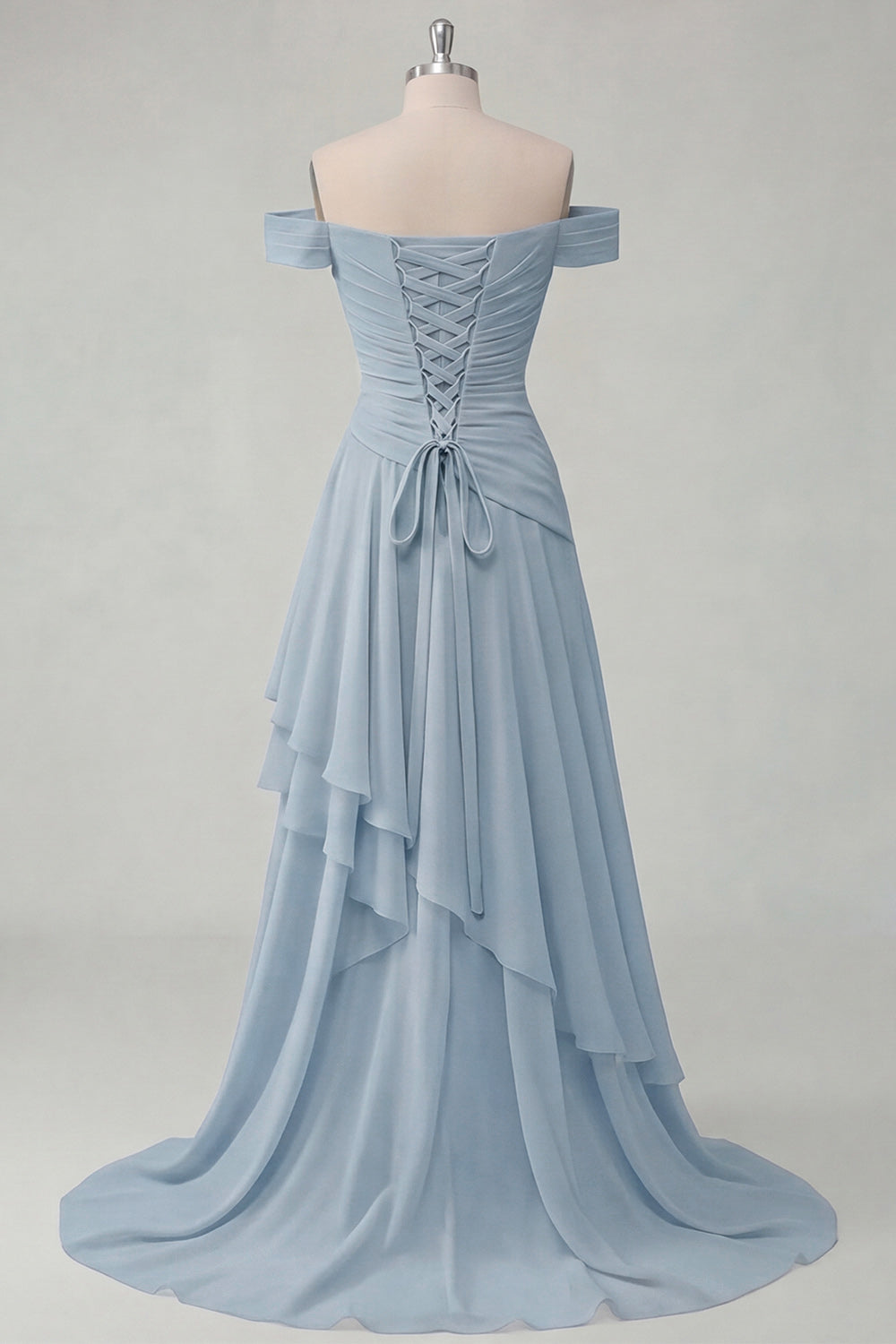 Ruched A Line Off the Shoulder Butter Yellow Ruffled Prom Dress with Slit