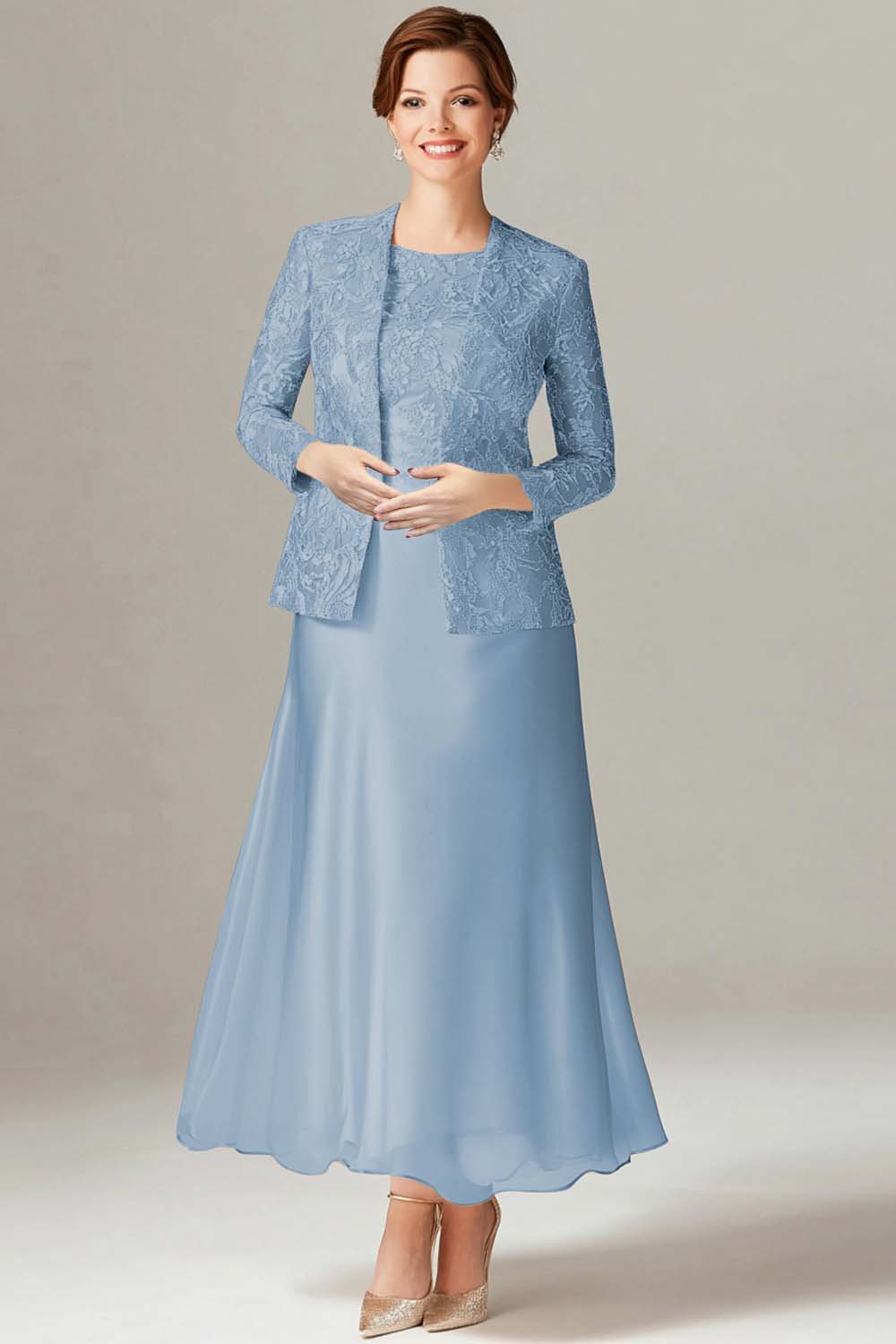 A-Line Champagne 2-Piece Mother of the Bride Dress