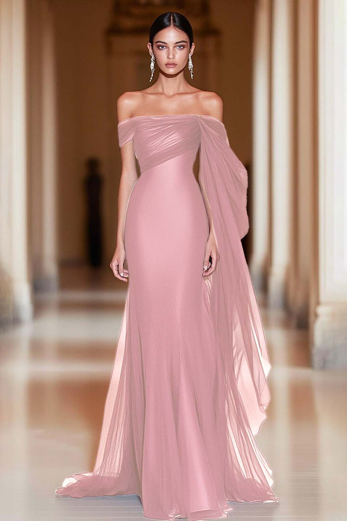 Black Mermaid V-neck Satin Long Military Ball Dress with Slit main image 1