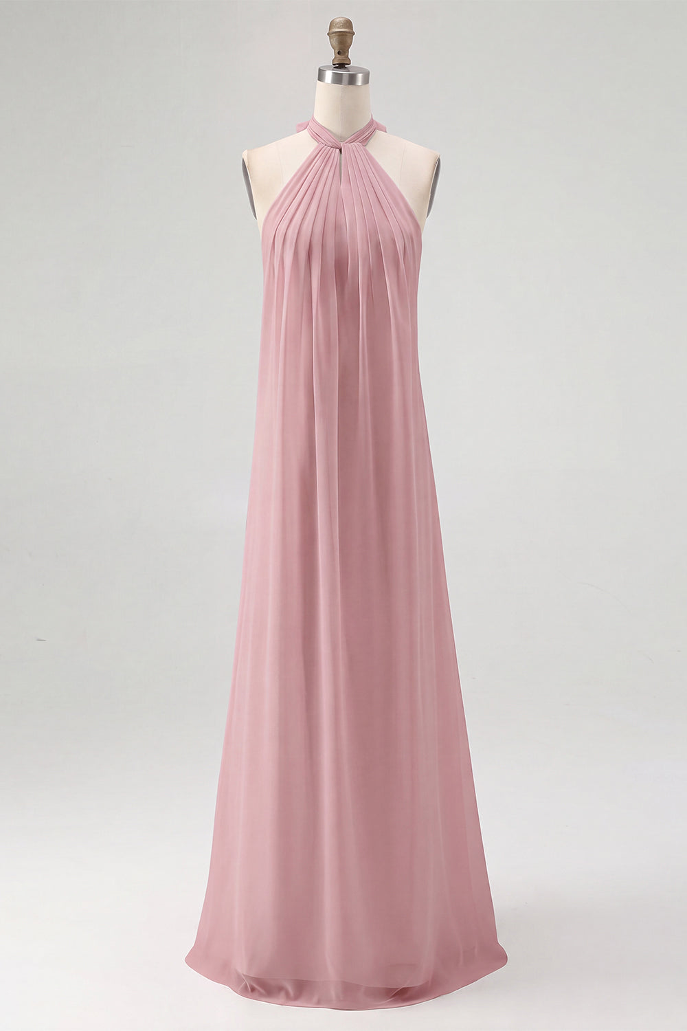 Chiffon White A Line Halter Long Rehearsal Dinner Dress