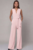 Navy Satin Slim Fit Work Jumpsuits with Pockets