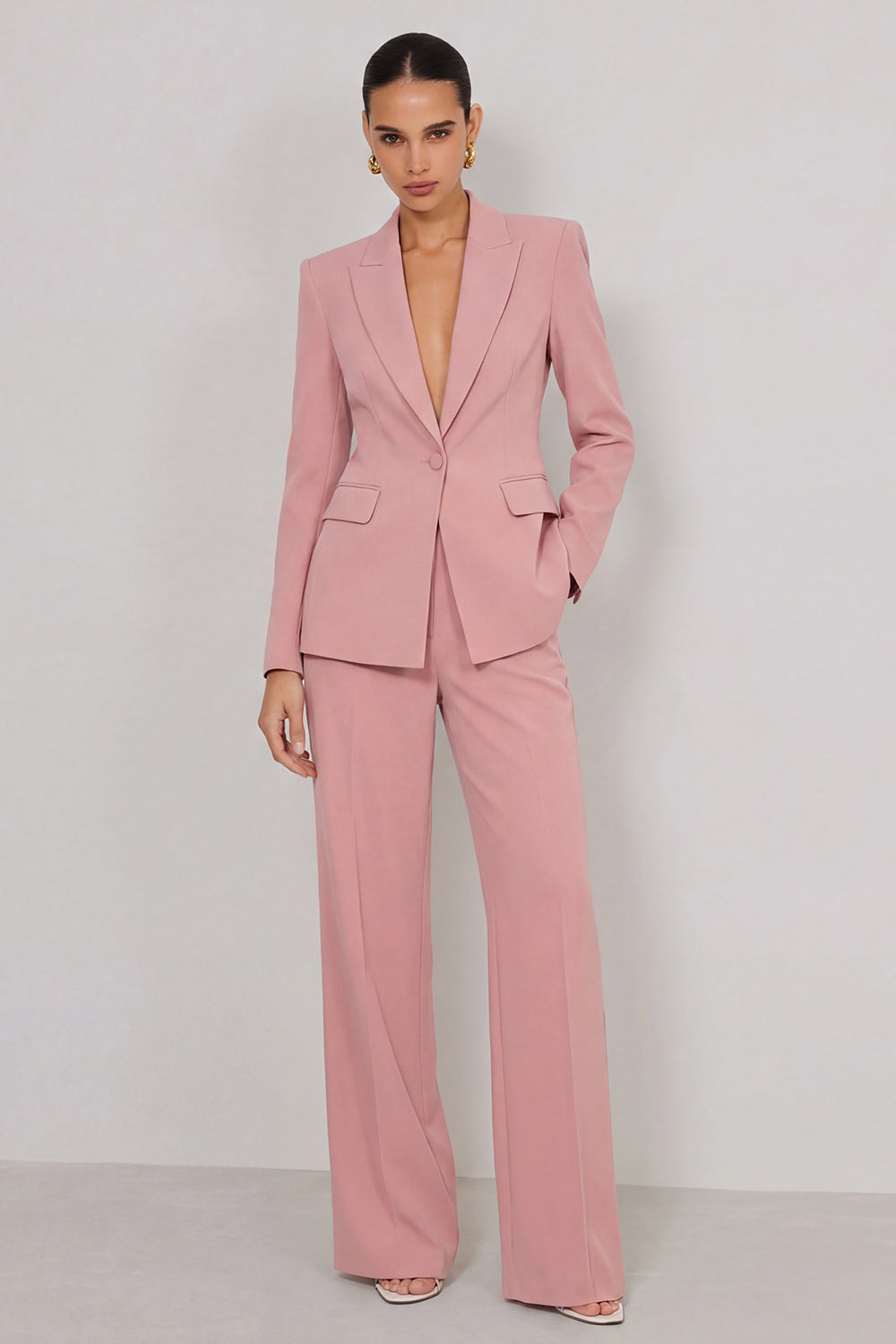 2 Piece Ivory Peak Lapel Long Sleeves Business Suits
