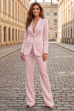 2 Piece Sky Blue Peak Lapel Single Breasted Satin Business Suits
