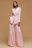 Ivory Peak Lapel One Button Pleated Business Blazer