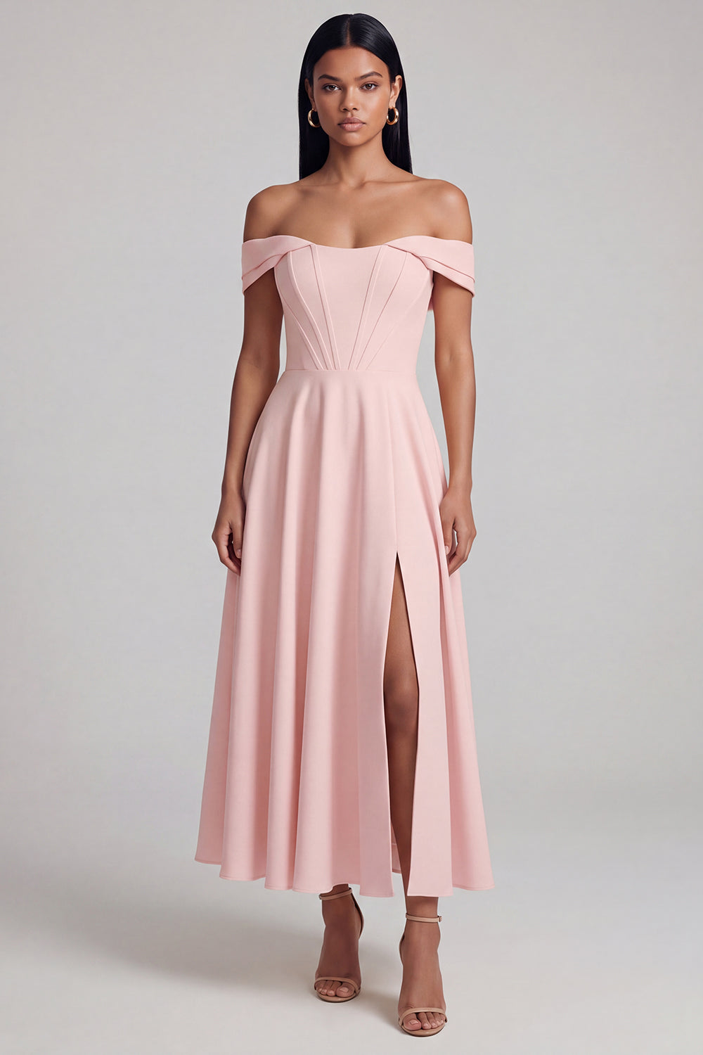 Corset Butter Yellow A Line Maxi Beach Wedding Guest Dress with Slit