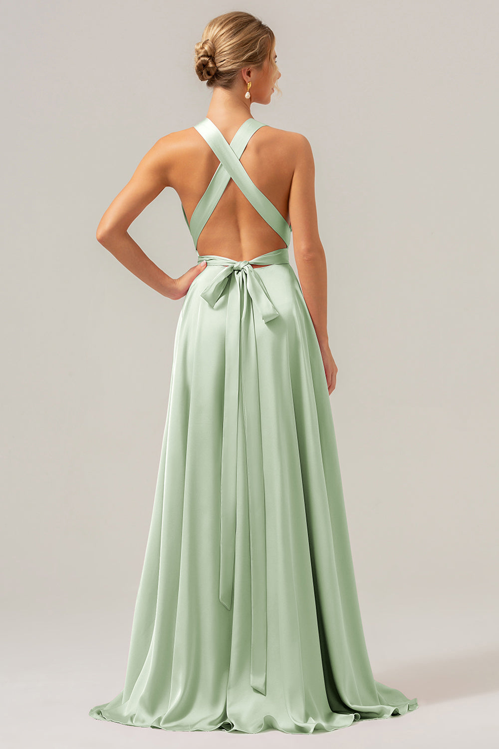Zapakasa Women Pink Bridesmaid Dress with Slit V-Neck Backless A Line Wedding Party Dress Zapakasa Women Pink Bridesmaid Dress with Slit V-Neck Backless A Line Wedding Party Dress