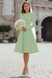 Ivory Satin Short A Line Wedding Dress with Sleeves