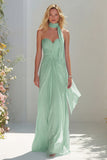 Sky Blue A Line Sweetheart Ruched Neck Scarf Long Prom Dress