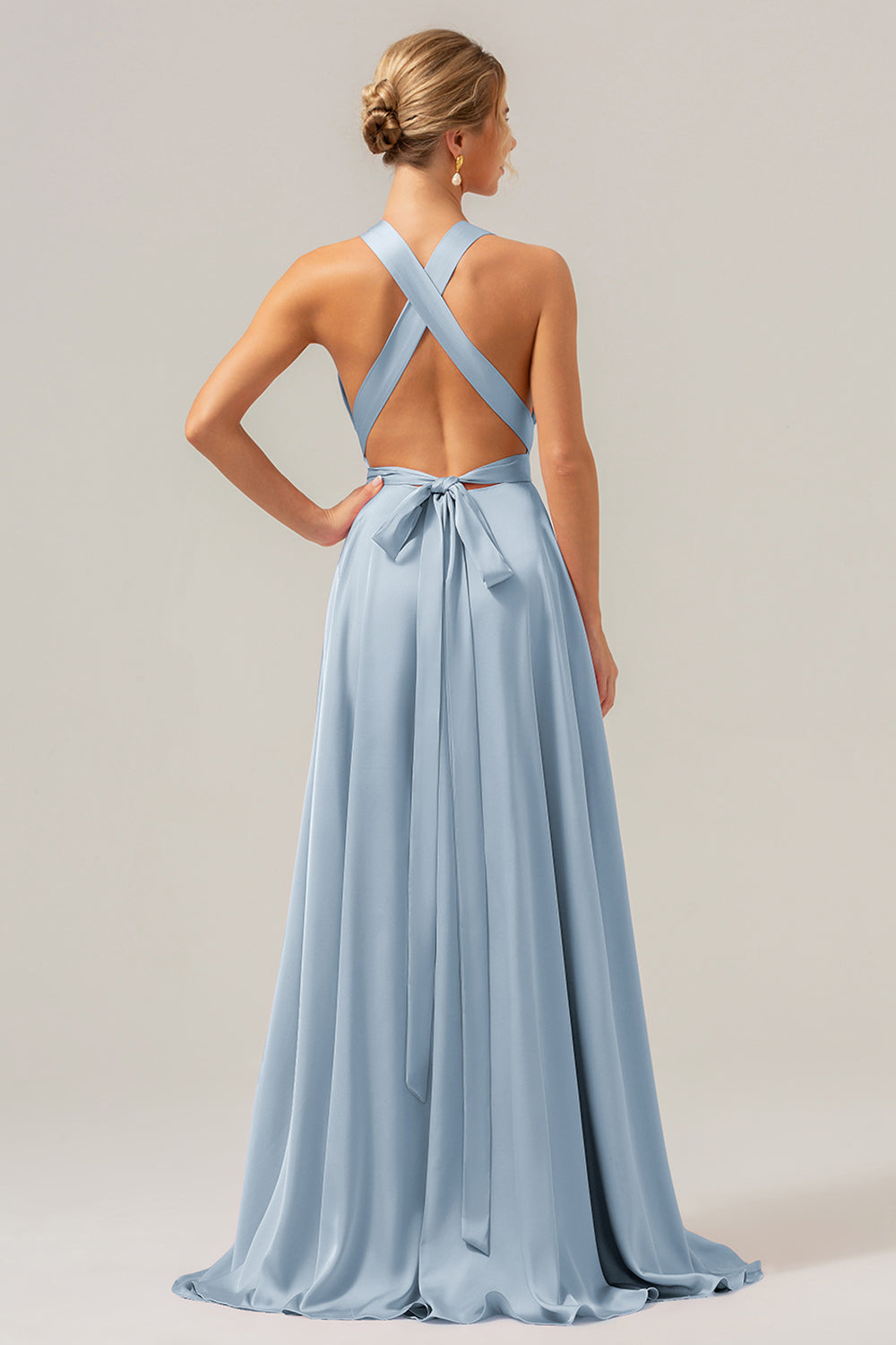 Zapakasa Women Pink Bridesmaid Dress with Slit V-Neck Backless A Line Wedding Party Dress Zapakasa Women Pink Bridesmaid Dress with Slit V-Neck Backless A Line Wedding Party Dress