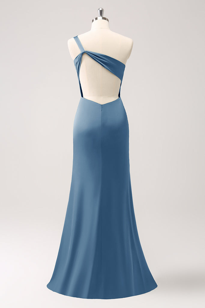 Mermaid One Shoulder Velvet Olive Bridesmaid Dress