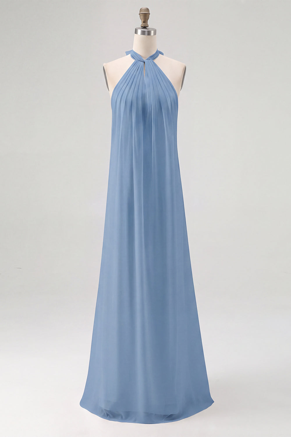 Chiffon White A Line Halter Long Rehearsal Dinner Dress