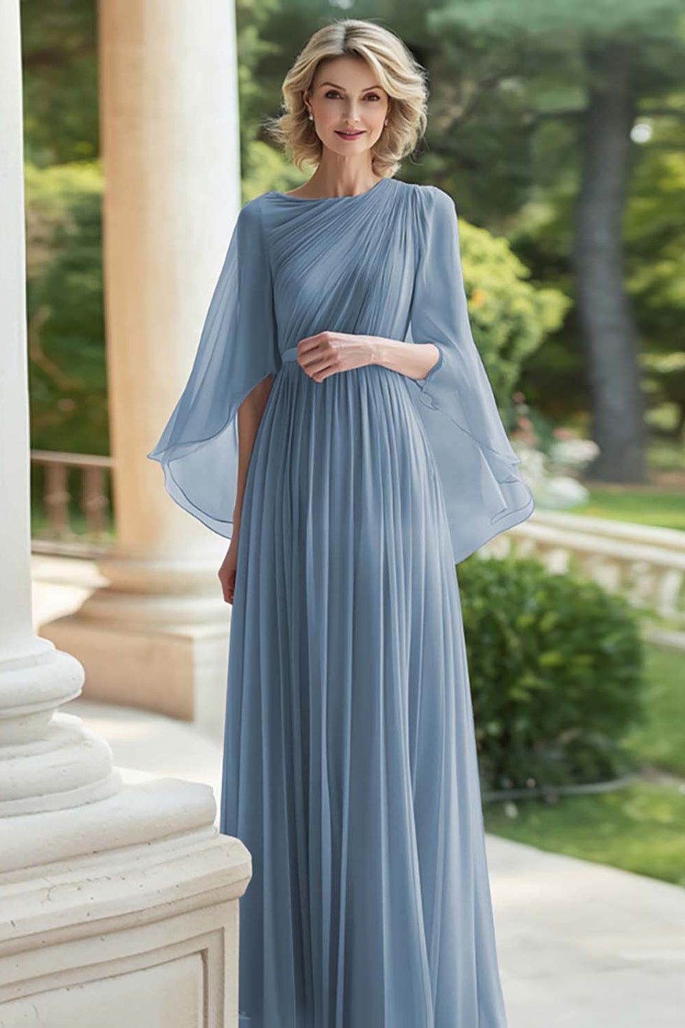 Chiffon Lilac Scoop Long Mother of the Bride Dress