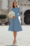 Ivory Satin Short A Line Wedding Dress with Sleeves
