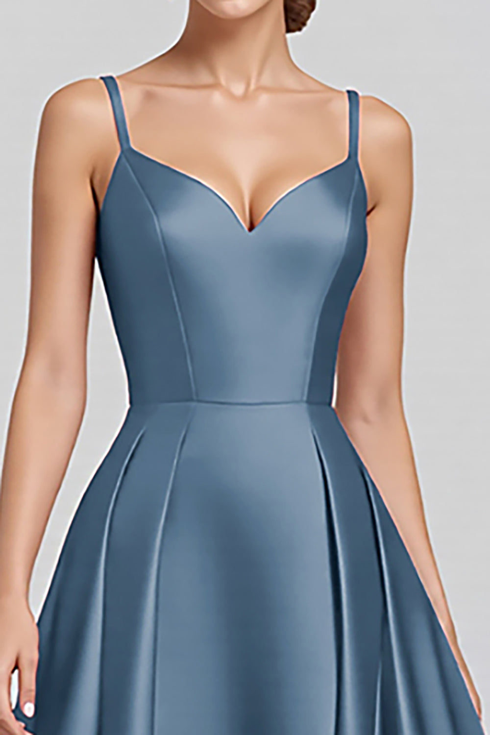 Black Satin A Line Spaghetti Straps Long Formal Dress