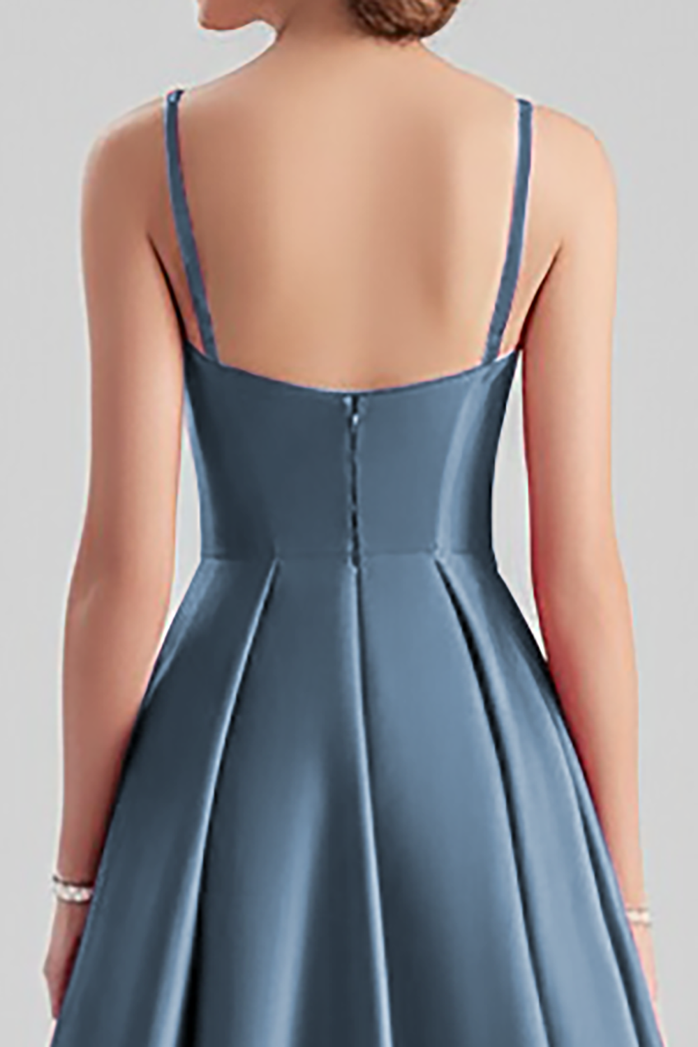 Black Satin A Line Spaghetti Straps Long Formal Dress
