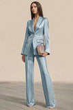 Dusty Rose 2 Piece Satin One Button Business Suits with Sleeves