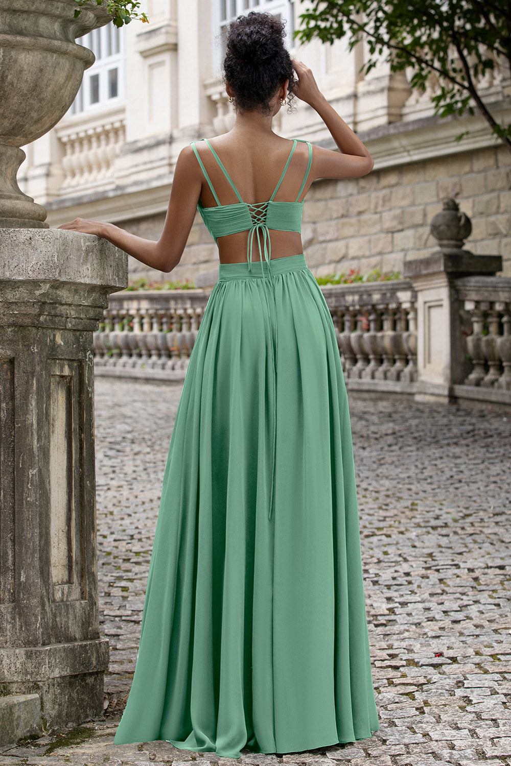 Zapakasa Women Ink Blue Bridesmaid Dress with Lace Up Back A Line Chiffon Long Wedding Party Dress Zapakasa Women Ink Blue Bridesmaid Dress with Lace Up Back A Line Chiffon Long Wedding Party Dress