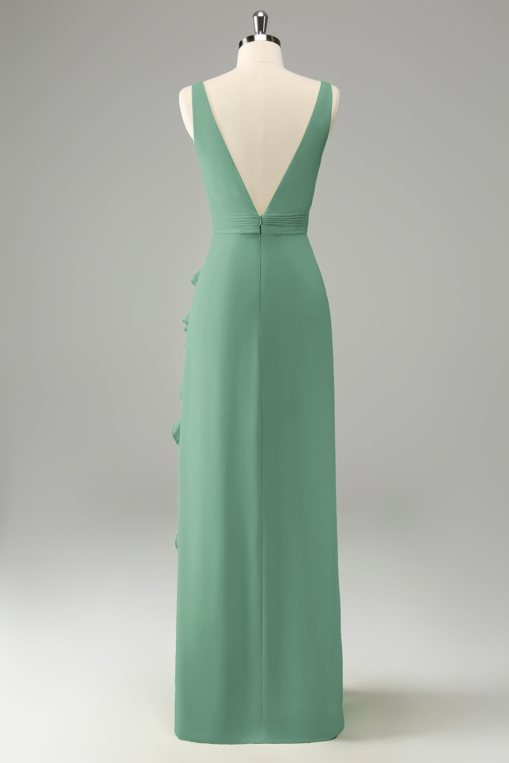 Zapakasa Women Lime Deep V Neck Ruffles Wedding Guest Dress with Slit Sheath Bridesmaid Dress Zapakasa Women Lime Deep V Neck Ruffles Wedding Guest Dress with Slit Sheath Bridesmaid Dress