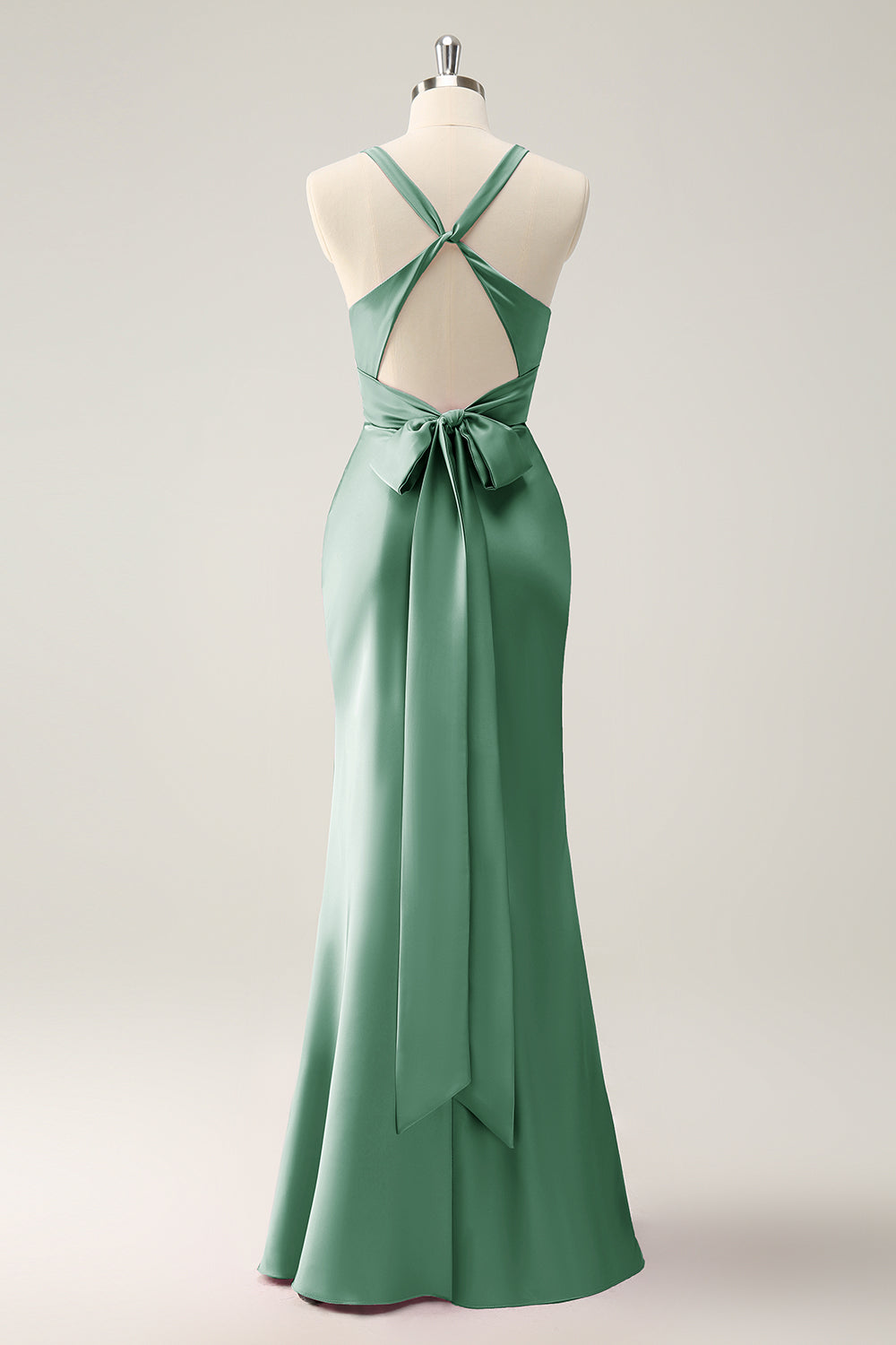ZAPAKASA Women Dusty Blue Bridesmaid Dress Mermaid Halter Satin Long Wedding Party Guest Dress ZAPAKASA Women Dusty Blue Bridesmaid Dress Mermaid Halter Satin Long Wedding Party Guest Dress