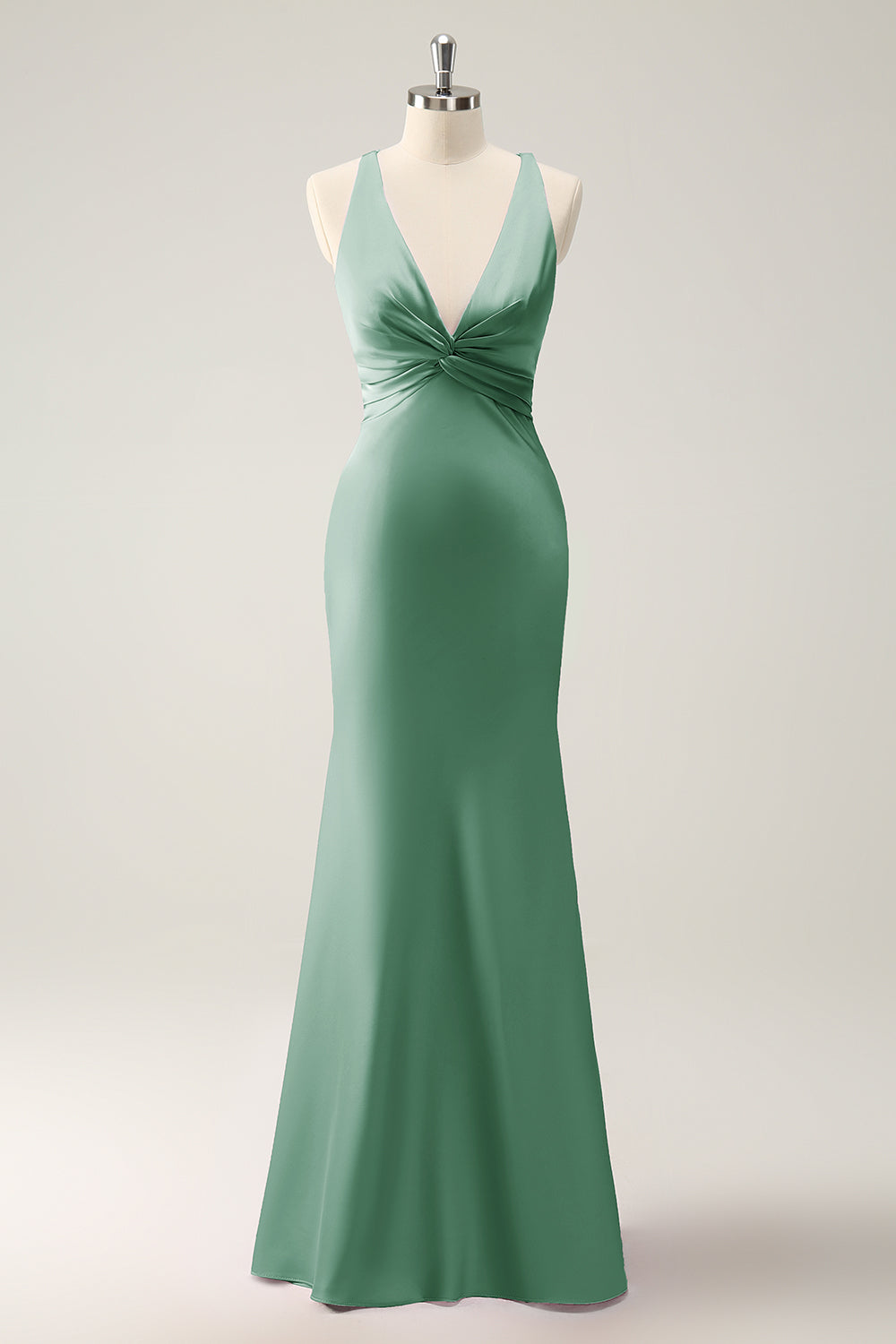 ZAPAKASA Women Eucalyptus Bridesmaid Dress Mermaid Halter Satin Long Wedding Party Guest Dress ZAPAKASA Women Eucalyptus Bridesmaid Dress Mermaid Halter Satin Long Wedding Party Guest Dress
