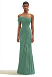 Mermaid Dusty Sage One Shoulder Long Formal Dress with Pleated
