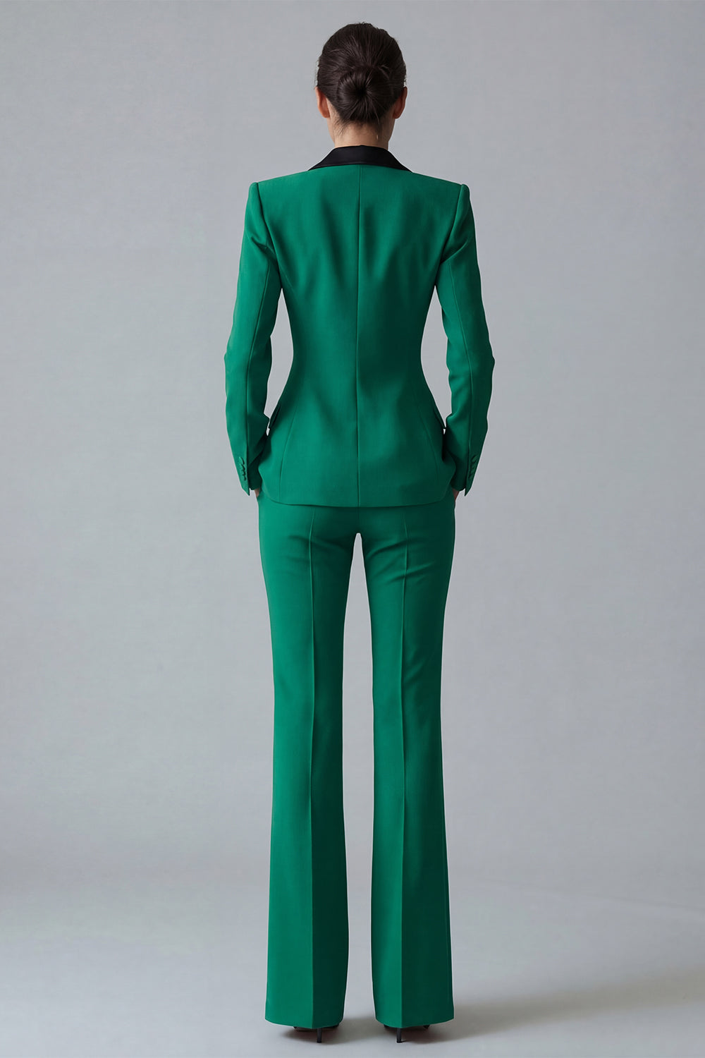 Dark Green Peak Lapel 2 Piece Slim Fit Single Breasted Prom Suits