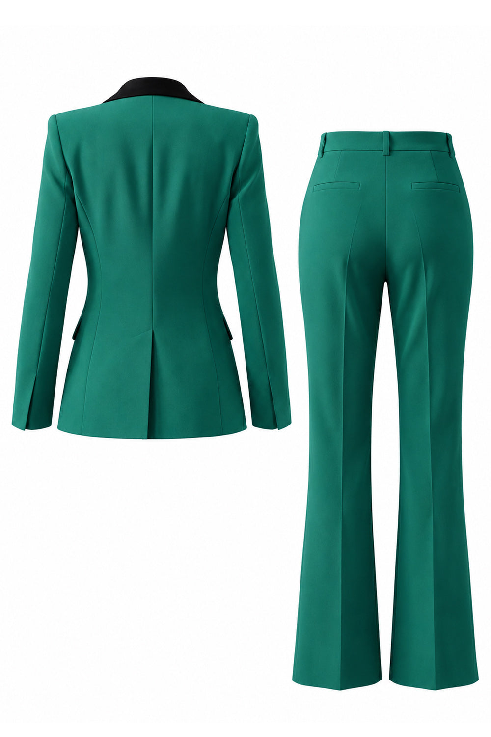 Dark Green Peak Lapel 2 Piece Slim Fit Single Breasted Prom Suits