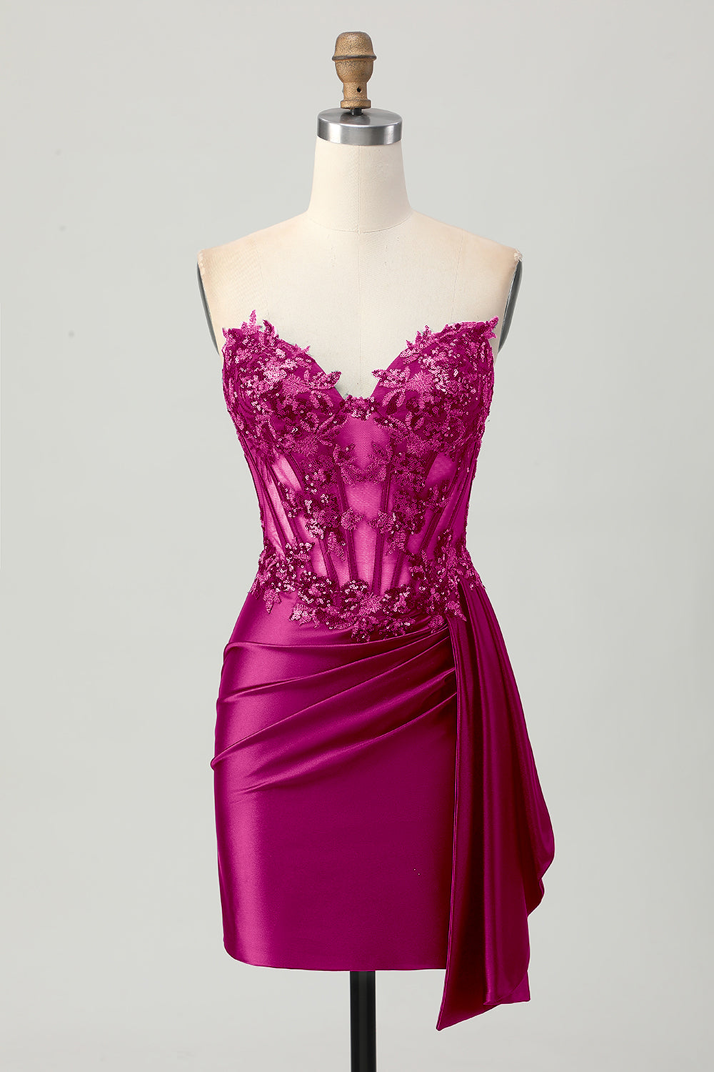 Sparkly Burgudny Corset Tight Short Homecoming Dress with Sequins