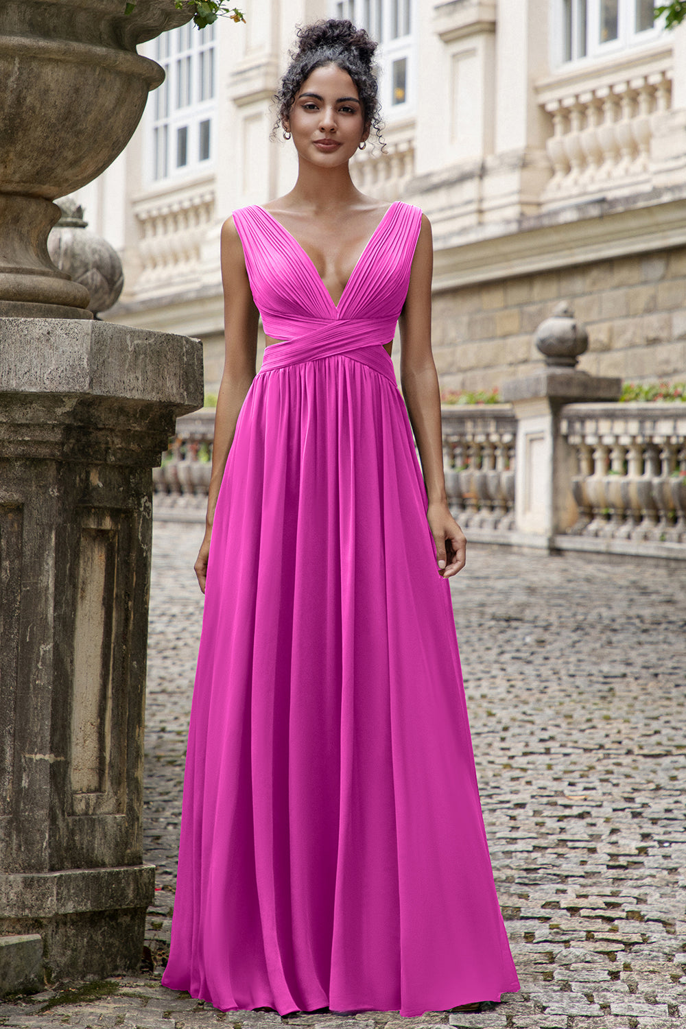 Zapakasa Women Ink Blue Bridesmaid Dress with Lace Up Back A Line Chiffon Long Wedding Party Dress Zapakasa Women Ink Blue Bridesmaid Dress with Lace Up Back A Line Chiffon Long Wedding Party Dress