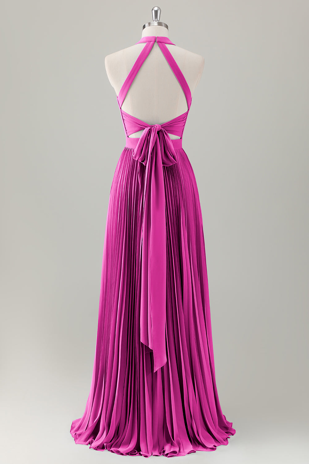 Dark Green A-Line Halter Long Bridesmaid Dress with Slit